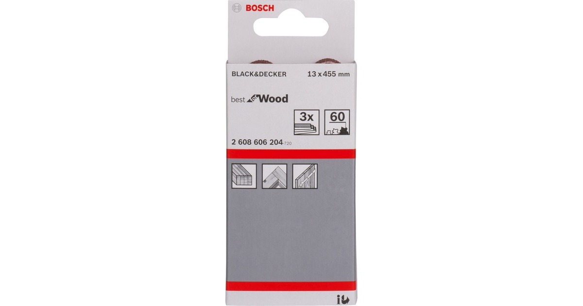 Bosch Schleifband X440 Best for Wood and Paint, 13x457mm, K60(3 Stück, für Elektrofeilen)