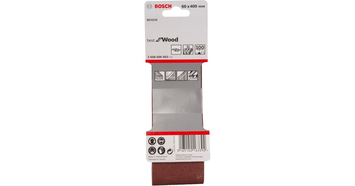 Bosch Schleifband X440 Best for Wood and Paint, 60x400mm, K100(3 Stück)