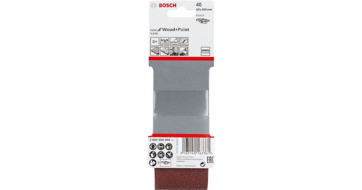 Bosch Schleifband X440 Best for Wood and Paint, 60x400mm, K40(3 Stück)