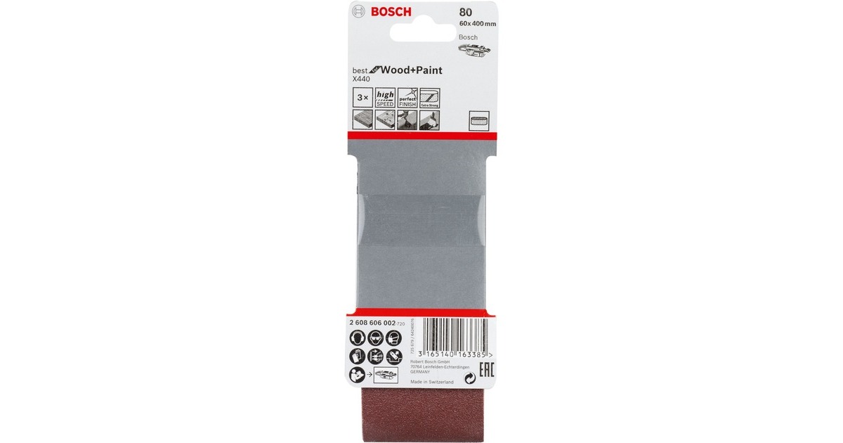 Bosch Schleifband X440 Best for Wood and Paint, 60x400mm, K80(3 Stück)