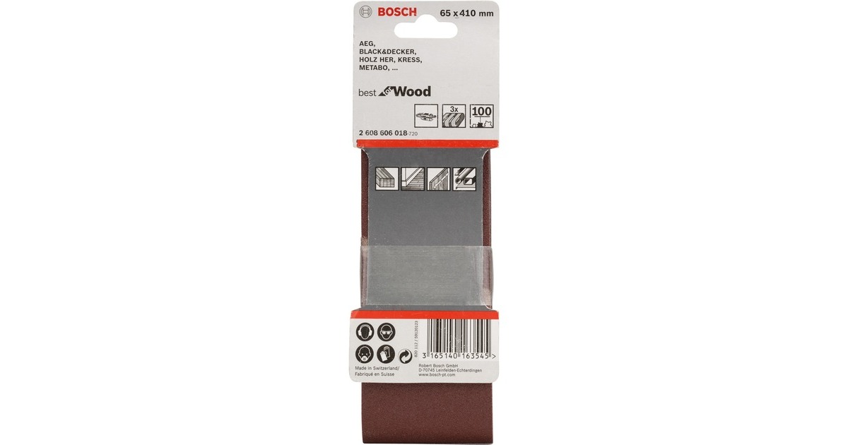 Bosch Schleifband X440 Best for Wood and Paint, 65x410mm, K100(3 Stück)