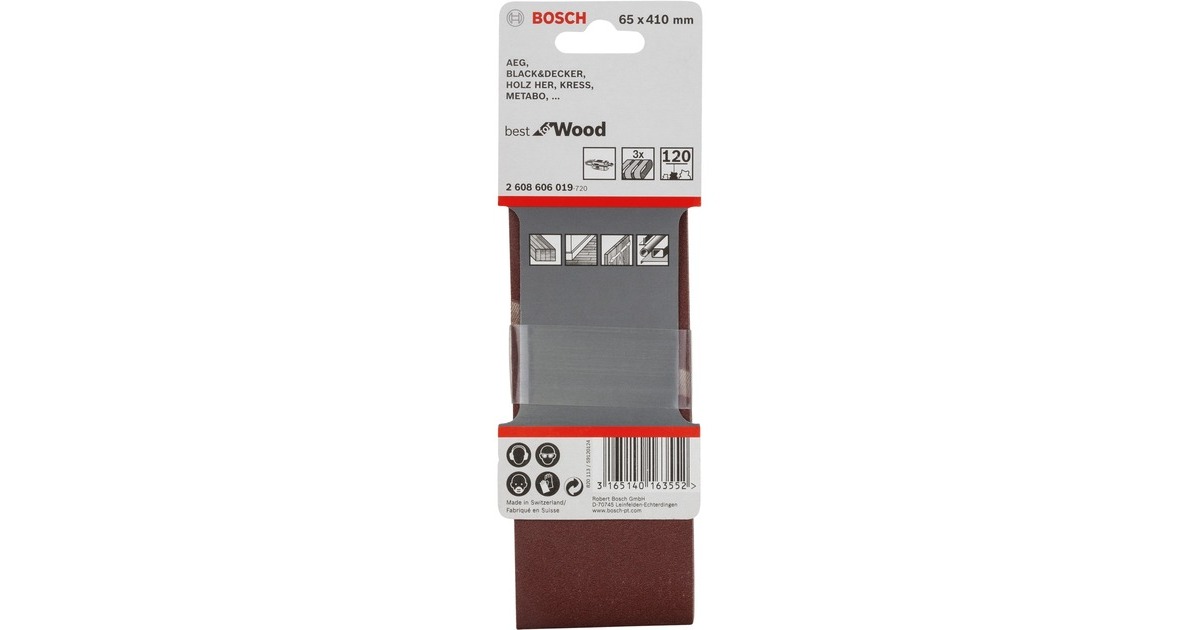 Bosch Schleifband X440 Best for Wood and Paint, 65x410mm, K120(3 Stück)