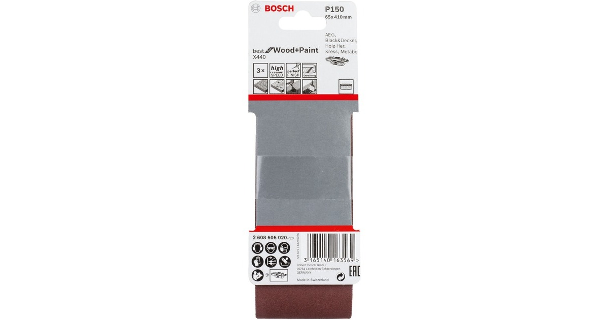 Bosch Schleifband X440 Best for Wood and Paint, 65x410mm, K150(3 Stück)