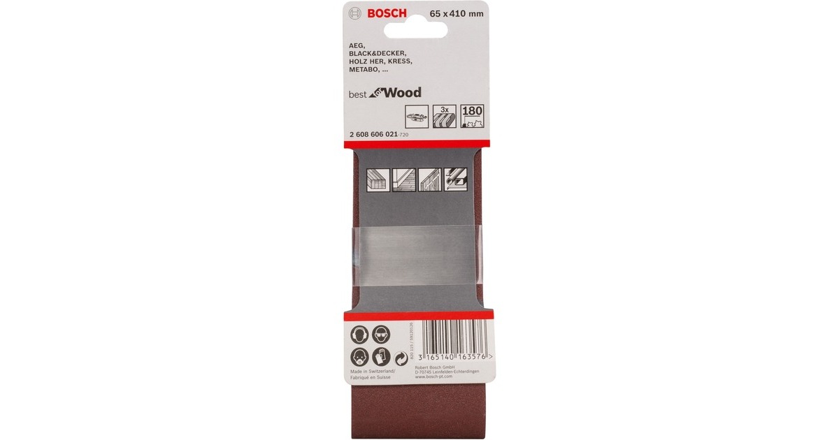 Bosch Schleifband X440 Best for Wood and Paint, 65x410mm, K180(3 Stück)