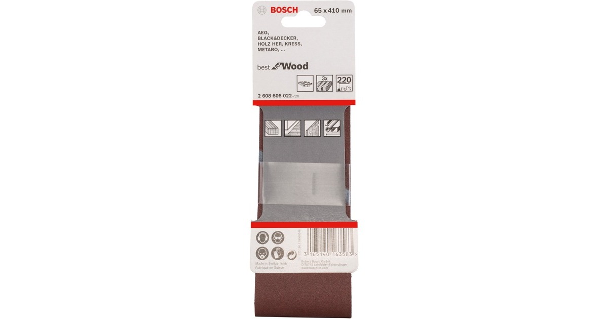 Bosch Schleifband X440 Best for Wood and Paint, 65x410mm, K220(3 Stück)