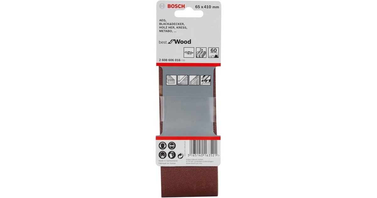 Bosch Schleifband X440 Best for Wood and Paint, 65x410mm, K60(3 Stück)