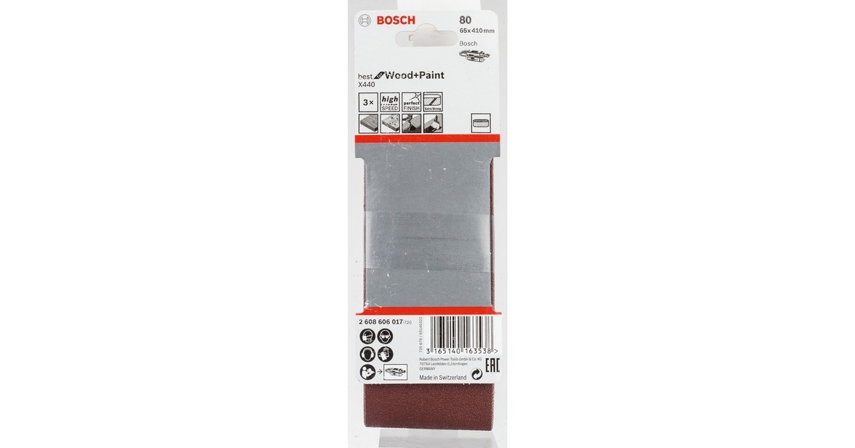 Bosch Schleifband X440 Best for Wood and Paint, 65x410mm, K80(3 Stück)
