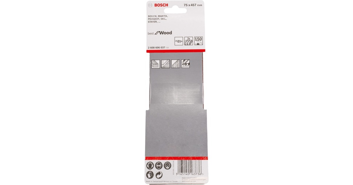 Bosch Schleifband X440 Best for Wood and Paint, 75x457mm, K150(3 Stück)