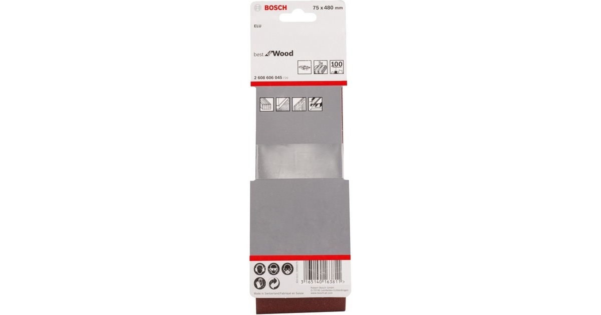 Bosch Schleifband X440 Best for Wood and Paint, 75x480mm, K100(3 Stück)
