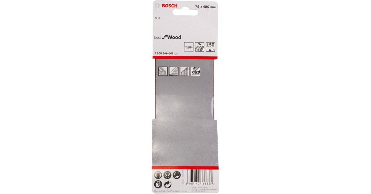 Bosch Schleifband X440 Best for Wood and Paint, 75x480mm, K150(3 Stück)