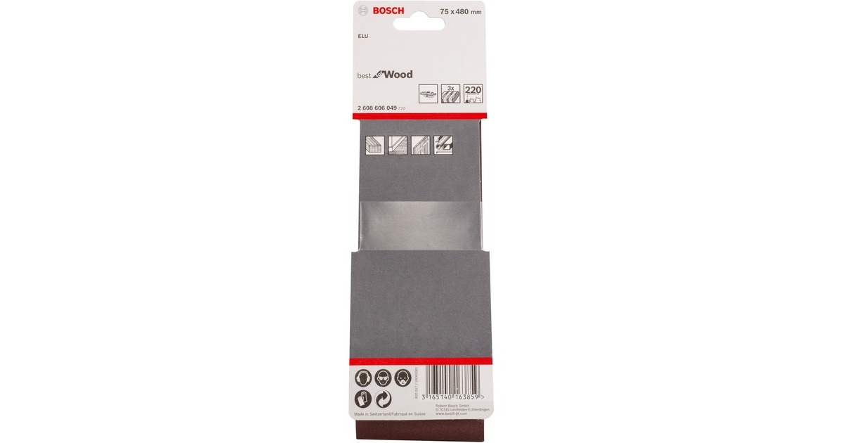 Bosch Schleifband X440 Best for Wood and Paint, 75x480mm, K220(3 Stück)