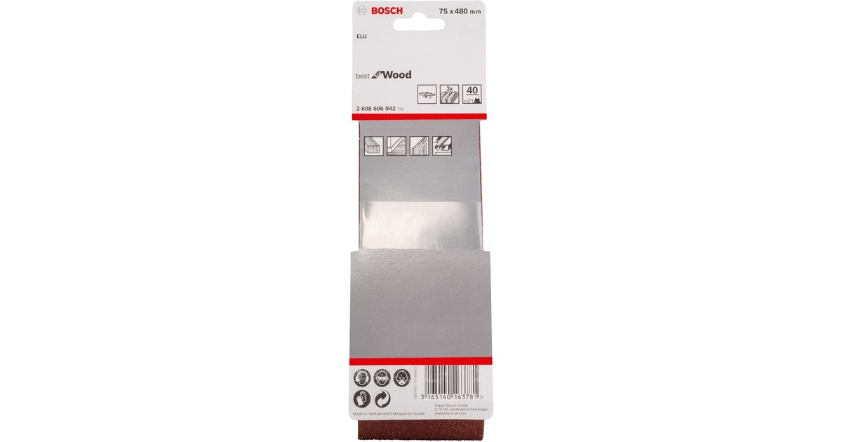 Bosch Schleifband X440 Best for Wood and Paint, 75x480mm, K40(3 Stück)