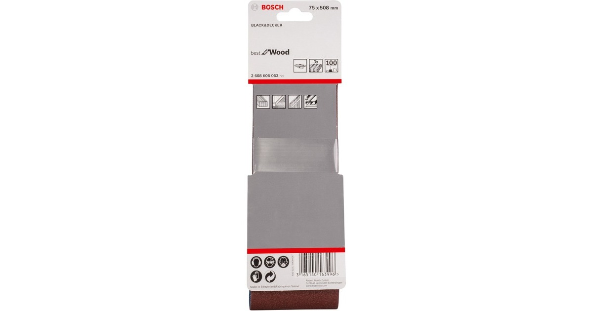 Bosch Schleifband X440 Best for Wood and Paint, 75x508mm, K100(3 Stück)