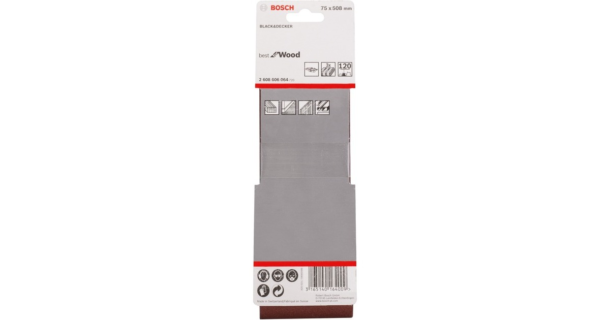 Bosch Schleifband X440 Best for Wood and Paint, 75x508mm, K120(3 Stück)