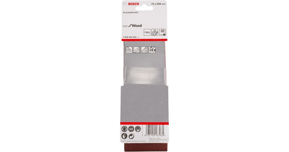 Bosch Schleifband X440 Best for Wood and Paint, 75x508mm, K40(3 Stück)