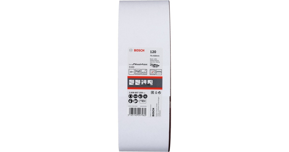 Bosch Schleifband X440 Best for Wood and Paint, 75x533mm, K120(10 Stück)