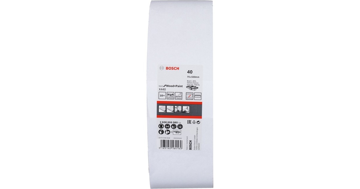 Bosch Schleifband X440 Best for Wood and Paint, 75x533mm, K40(10 Stück)
