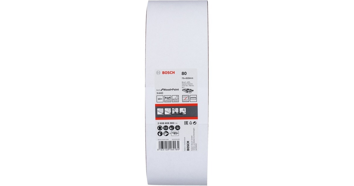 Bosch Schleifband X440 Best for Wood and Paint, 75x533mm, K80(10 Stück)