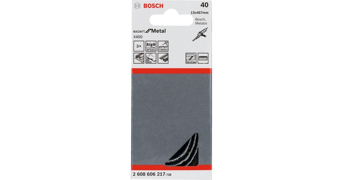 Bosch Schleifband X450 Expert for Metal, 13x457mm, K40(3 Stück, für Elektrofeilen)