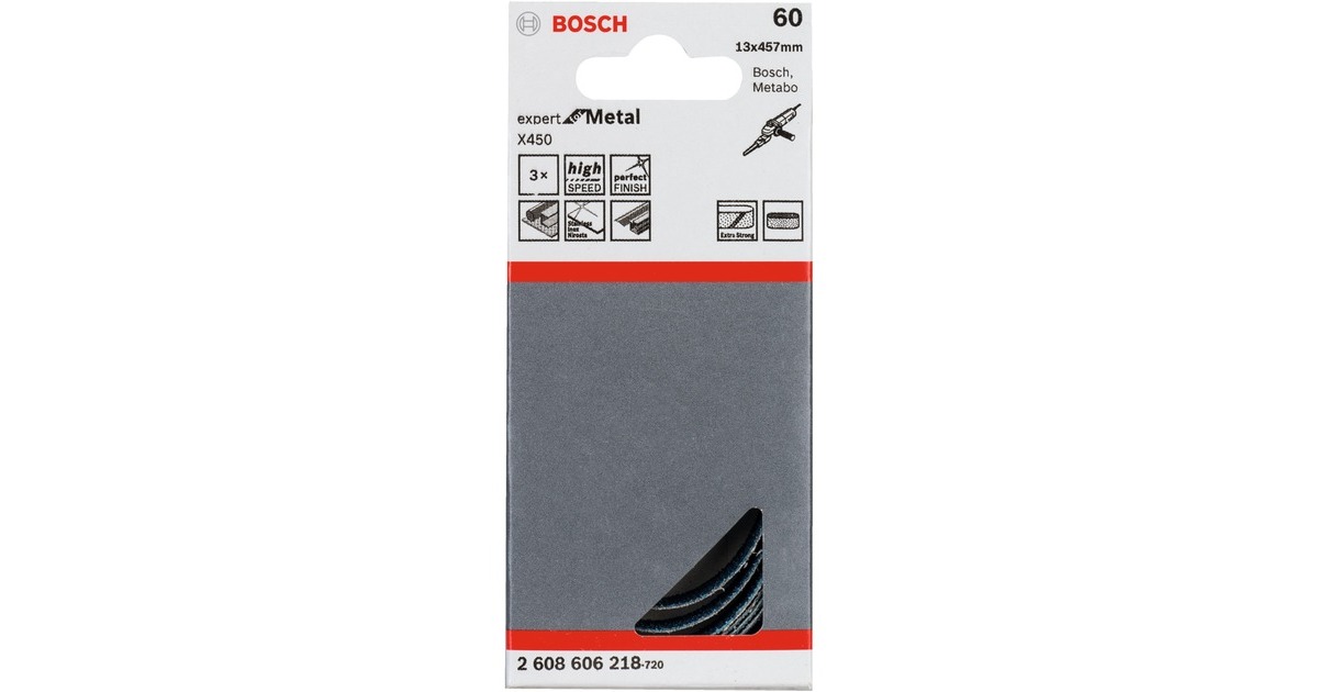 Bosch Schleifband X450 Expert for Metal, 13x457mm, K60(3 Stück, für Elektrofeilen)