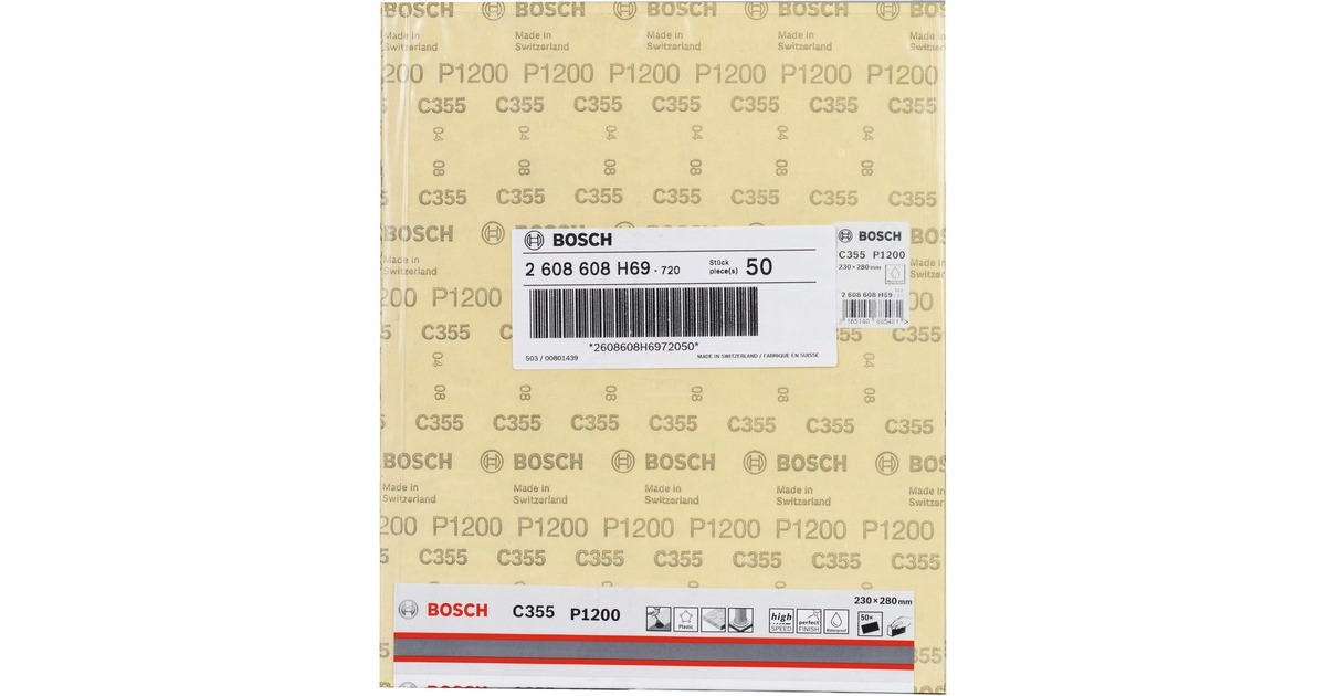Bosch Schleifblatt C355 Best for Coatings and Composites, K1200(230 x 280mm, zum Handschleifen)