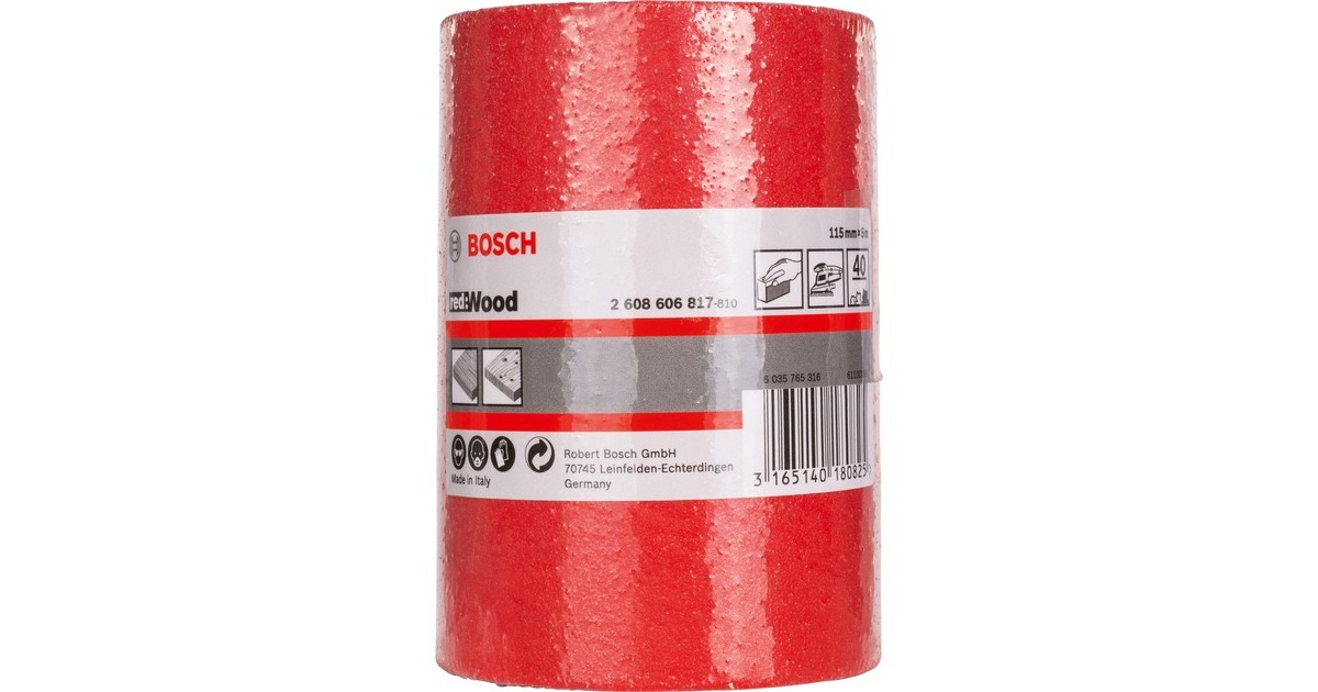 Bosch Schleifblatt C410 Standard for Wood and Paint, 115mm, K40(5 Meter Rolle, zum Handschleifen)