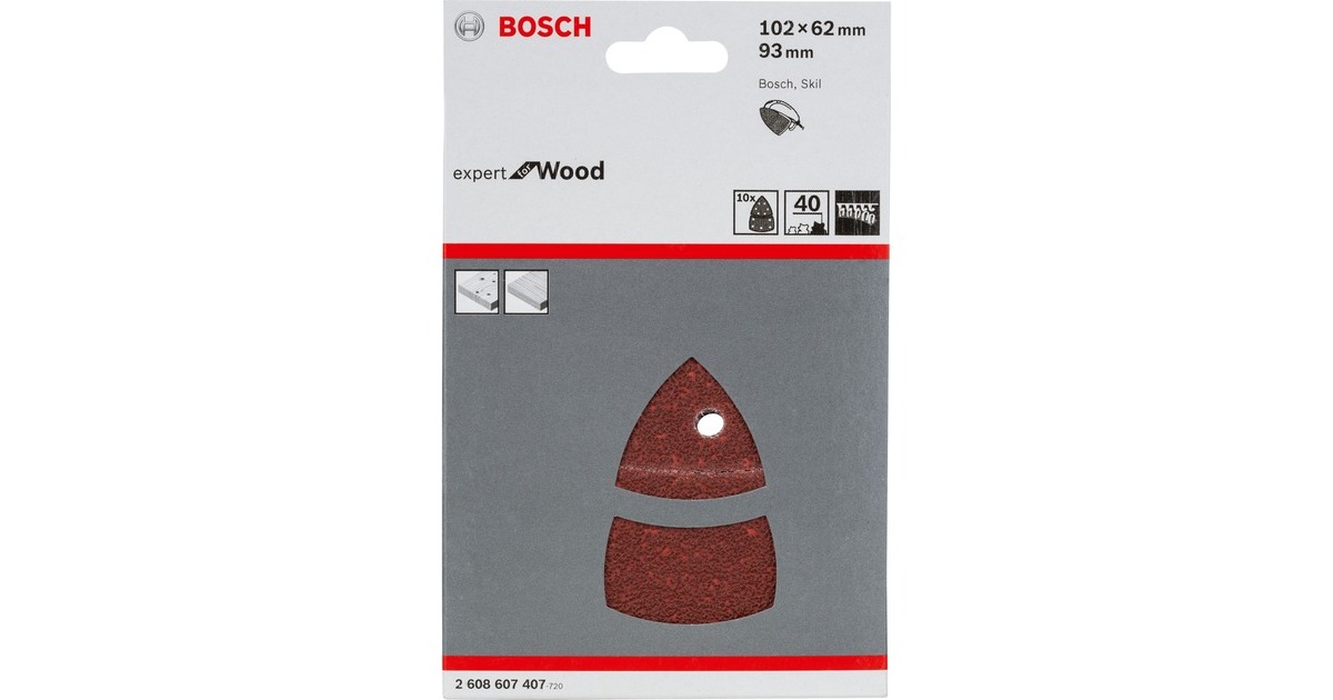 Bosch Schleifblatt C430 Expert for Wood and Paint, 102 x 62 / 93mm, K40(10 Stück, für Multischleifer)
