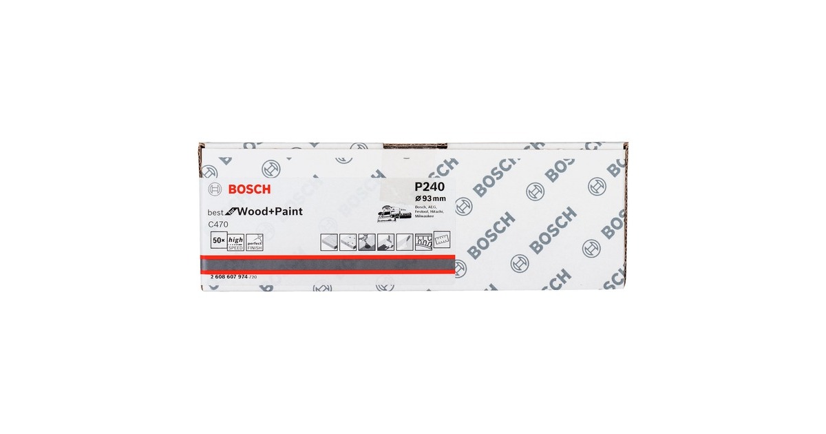 Bosch Schleifblatt C470 Best for Wood and Paint, 93x186mm, K240(50 Stück, für Schwingschleifer)
