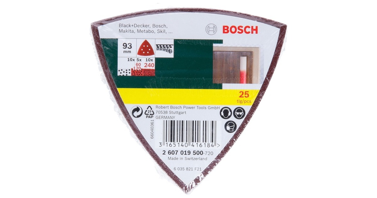 Bosch Schleifblatt-Set Delta, 93mm, 25-teilig(P60 / 120 / 240)