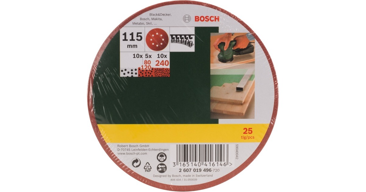 Bosch Schleifblatt-Set für Exzenter-Schleifer, 25-teilig(P80 / 120 / 240)