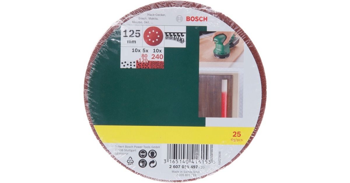 Bosch Schleifblatt-Set für Exzenter-Schleifer, 25-teilig(P80 / 120 / 240)