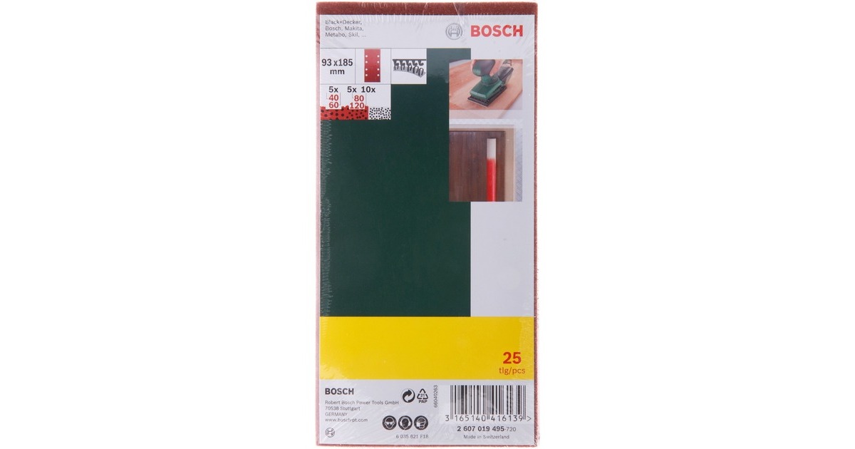 Bosch Schleifblatt-Set für Schwingschleifer, 25-teilig(P40 / 60 / 80 / 120)