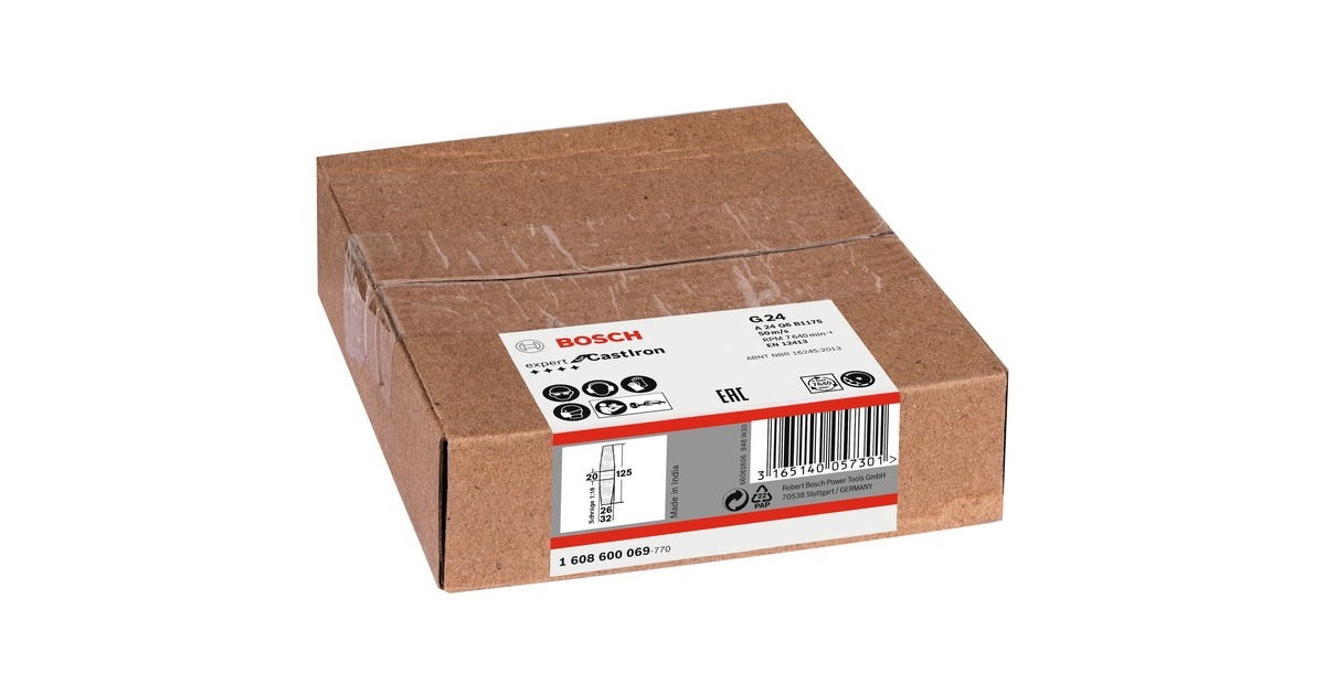 Bosch Schleifscheibe Expert for CastIron, Ø 125mm, K24(Bohrung 20mm, für Geradschleifer)