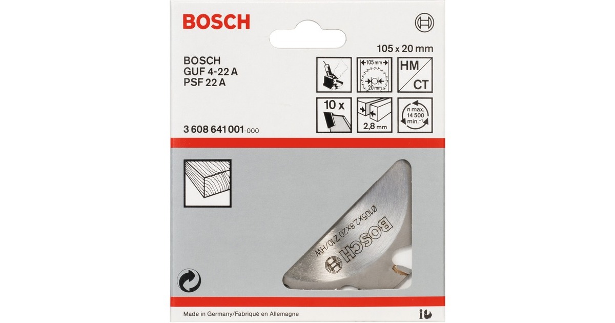Bosch Schlitzfräser Ø 105mm x 20mm, 10Z(für Schattenfugenfräse GUF 4-22 A und PSF 22 A)