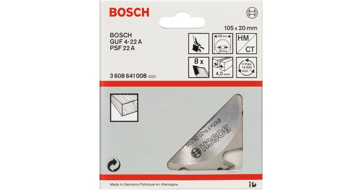 Bosch Schlitzfräser Ø 105mm x 20mm, 8Z(für Schattenfugenfräse GUF 4-22 A und PSF 22 A)