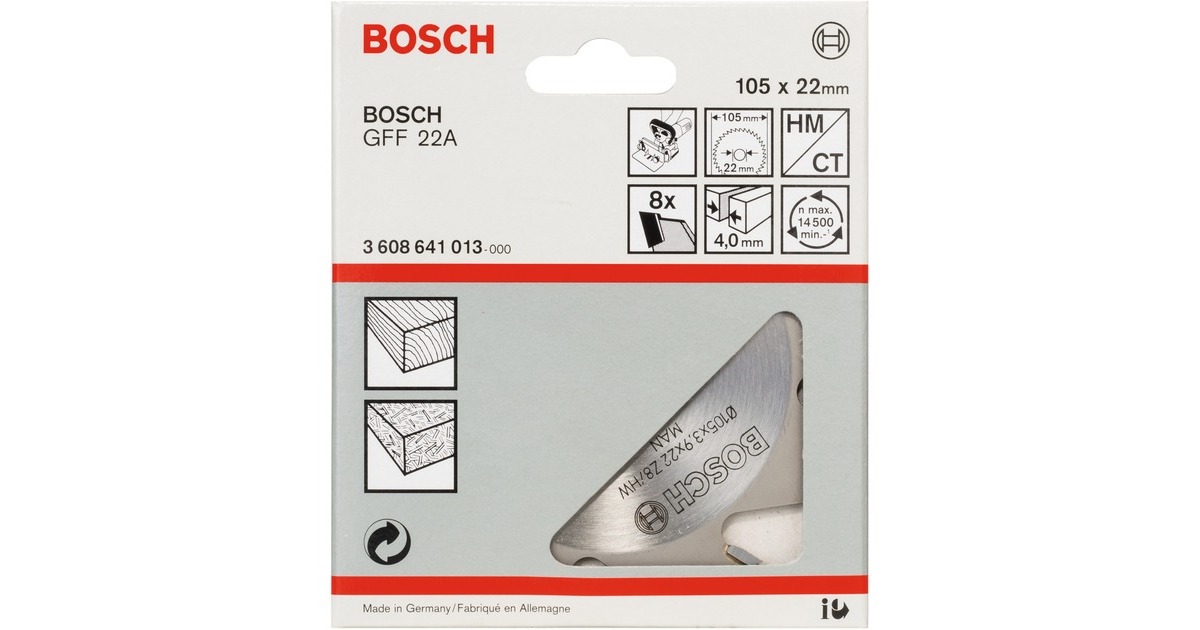 Bosch Schlitzfräser Ø 105mm x 22mm, 8Z(für Flachdübelfräse GFF 22 A Professional)