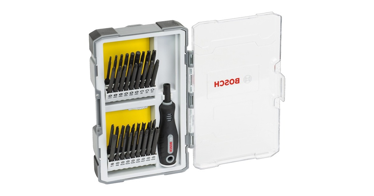 Bosch Schraubendreher-Set mit Handgriff, 1/4", 37-teilig, Bit-Satz(extra lange Bits)