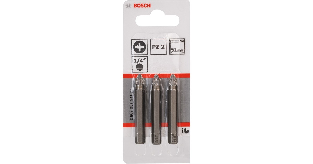 Bosch Schrauberbit Extra-Hart, PZ2, 51mm, 3 Stück