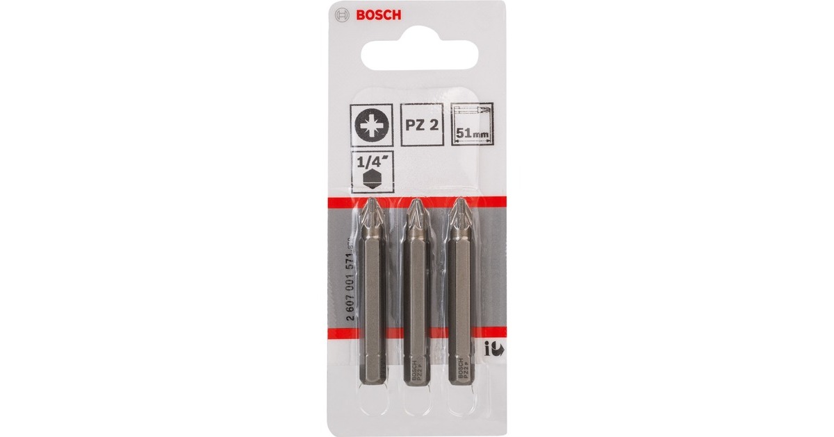 Bosch Schrauberbit Extra-Hart, PZ2, 51mm, 3 Stück