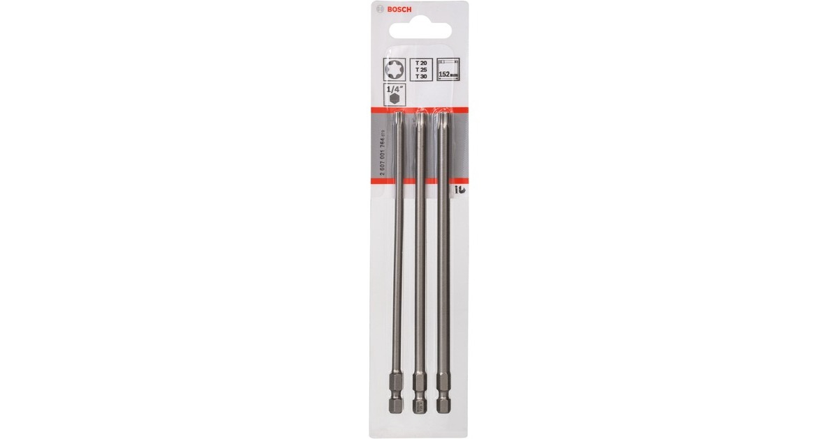 Bosch Schrauberbit-Set Extra Hard, 152mm, T20, T25, T30, Bit-Satz(3-teilig)