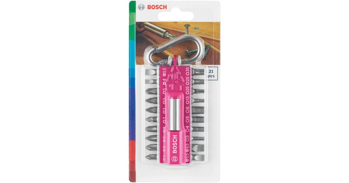 Bosch Schrauberbit-Set mit Snap-hook, Bit-Satz(pink, 21-teilig)