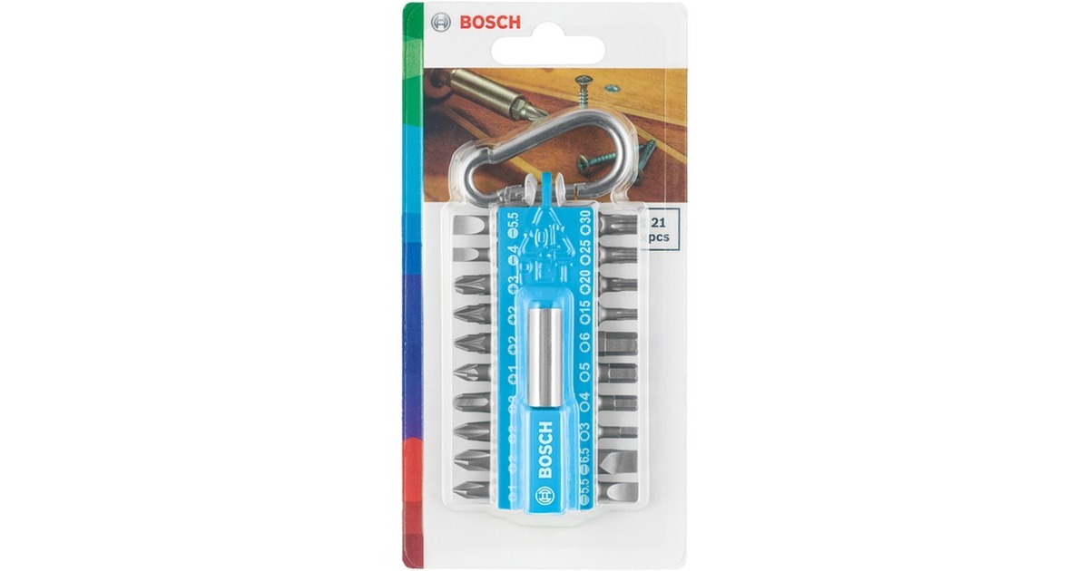Bosch Schrauberbit-Set mit Snap-hook, Bit-Satz(hellblau, 21-teilig)