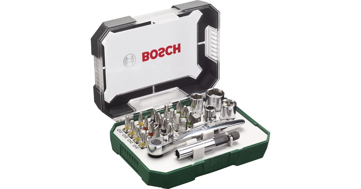 Bosch Schrauberbit- / Ratschen-Set, 26-teilig, Knarre(grün)
