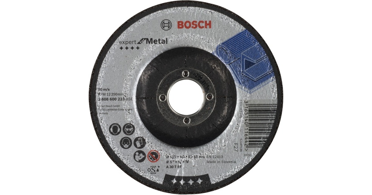 Bosch Schruppscheibe Expert for Metal, Ø 125mm, Schleifscheibe(Bohrung 22,23mm, A 30 T BF, gekröpft)