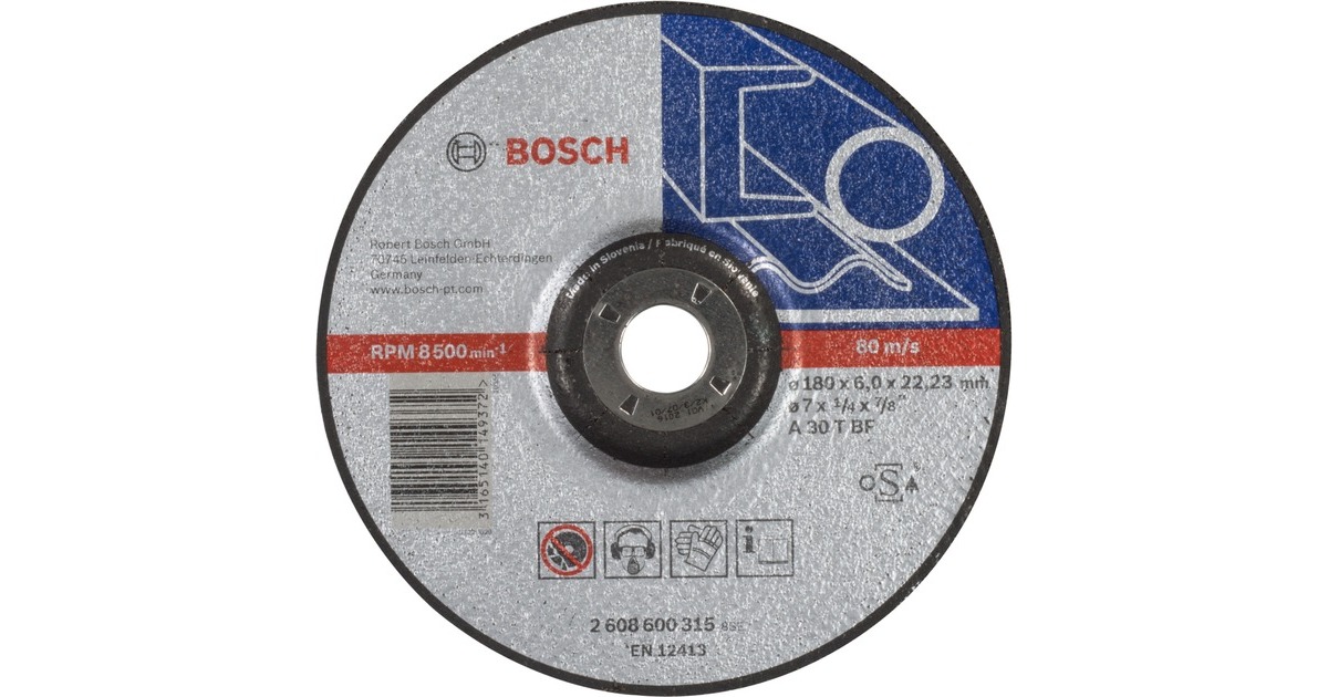 Bosch Schruppscheibe Expert for Metal, Ø 180mm, Schleifscheibe(Bohrung 22,23mm, A 30 T BF, gekröpft)