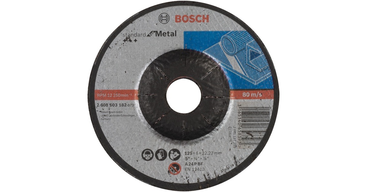 Bosch Schruppscheibe Standard for Metal, Ø 125mm, Schleifscheibe(Bohrung 22,23mm,A 24 P BF, gekröpft)