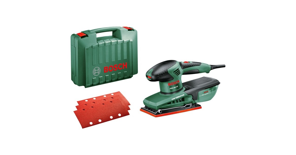 Bosch Schwingschleifer PSS 250 AE(grün/schwarz, 250 Watt, Koffer)