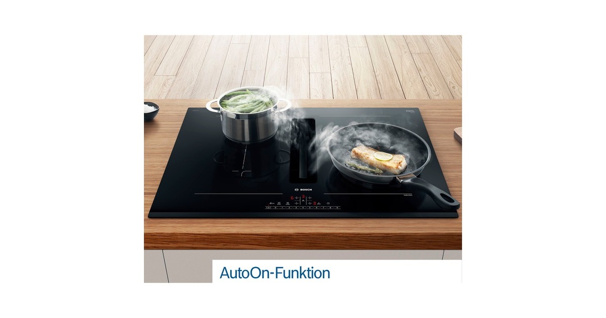 Bosch Set PVQ711GA6 (PVQ711F15E + HEZ9VDSB4), Autarkes Kochfeld(schwarz, 70 cm, mit integriertem Dunstabzug)