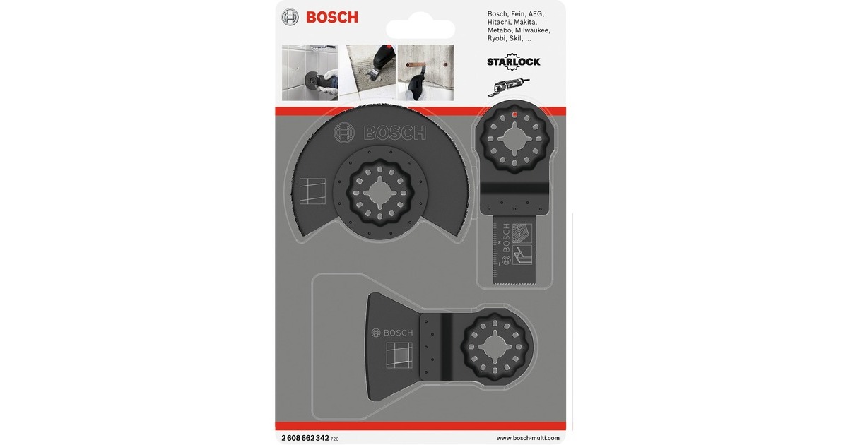 Bosch Starlock Fliesen-Basis-Set, 3-teilig, Sägeblatt-Satz(für Multifunktionswerkzeuge)