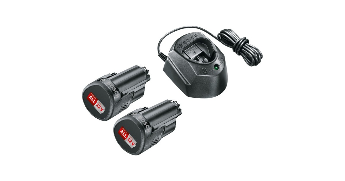 Bosch Starter-Set 12V (2x 1,5Ah + GAL 1210 CV), Ladegerät(schwarz, 2x Akku + Ladegerät)